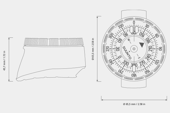 SUUNTO SUUNTO KOMPAS SK-8 DIVING med håndleds strap